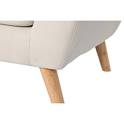 Acheter Pegane Canapé de salon en polyester blanc et bois naturel - longueur 146 x profondeur 84 x hauteur 82 cm