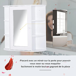 Homcom Armoire murale salle de bain armoire à glace placard de rangement toilettes 1 porte + étagères latérales MDF blanc pas cher