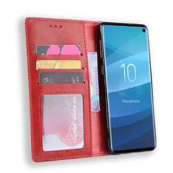 Acheter Wewoo étuis en cuir Coque Housse Étui à boucle magnétique avec texture rétro et pour Galaxy S10, porte-cartes (rouge)