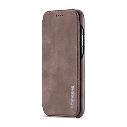 Wewoo Coque Pour iPhone XR Hon Ancient Series Etui en cuir avec fentes support et porte-cartes café