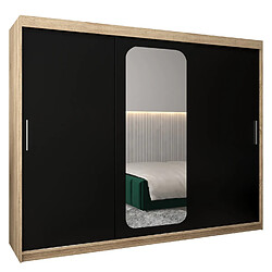 Abiks Meble Armoire PROMO T2 À Portes Coulissantes 200/250/62 3 Portes (Sonoma/Noir)