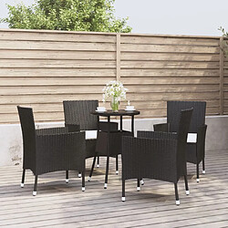 Maison Chic Ensemble de bistro 5 pcs coussins,Table + chaises + coussins de jardin noir poly rotin -GKD536238