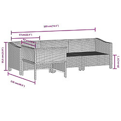 vidaXL Salon de jardin 4 pcs avec coussins Gris Résine tressée pas cher