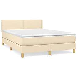 Maison Chic Lit Adulte - Lit simple Lit à sommier tapissier avec matelas moelleux - Meuble de Chambre - Crème 140x200 cm Tissu -MN25790