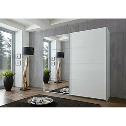 Inside 75 Armoire de rangement 2 portes coulissantes EDWIG 225 cm blanc / miroir pas cher