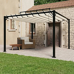 Maison Chic Tonnelle | Pergola avec toit à persienne 3x3 m Crème Tissu et aluminium -GKD43207