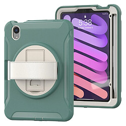 Coque en TPU hybride avec béquille rotative à 360° et dragonne vert émeraude pour votre Apple iPad mini (2021)