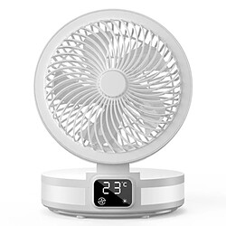 Mini Ventilateur de Bureau USB Ventilateur de Circulation d'Air Aromatique de Charge Pliable Portable à Température en Temps Réel avec Lumière LED