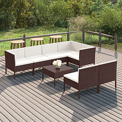 Maison Chic Salon de jardin 8 pcs + coussins - Mobilier/Meubles de jardin - Table et chaises d'extérieur Résine tressée Marron -MN58713