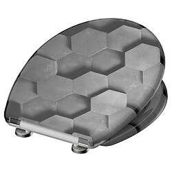 SCHÜTTE Siège de toilette avec fermeture en douceur GREY HEXAGONS