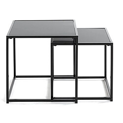 Acheter Pegane Lot de 2 tables d'appoint en métal noir et verre