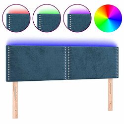 Maison Chic Tête de lit moderne à LED lumineuse pour chambre - Décoration de lit Bleu foncé 144x5x78/88 cm Velours -MN74768