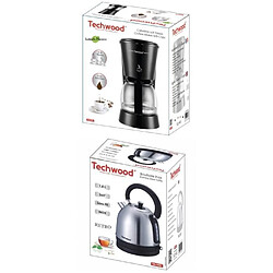 Techwood PACK Déjeuner Cafetière Machine à café Programmable Inox 750ML 650W + Bouilloire RETRO INOX 1L8 2200W