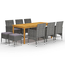 Maison Chic Ensemble de salle à manger de jardin 11 pcs,Table et chaises d'extérieur Gris -GKD483341