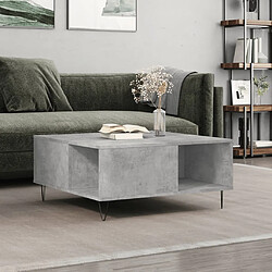 vidaXL Table basse gris béton 80x80x36,5 cm bois d'ingénierie