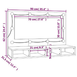 vidaXL Armoire à miroir avec LED Chêne marron 90x31,5x62 cm pas cher