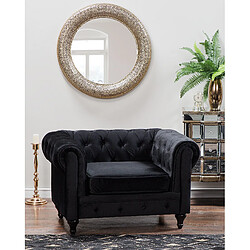 Beliani Fauteuil CHESTERFIELD Velours Noir