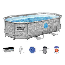 Piscine tubulaire Power Steel SwimVista avec hublots ovale 4,27 x 2,50 x 1,00 m - Bestway