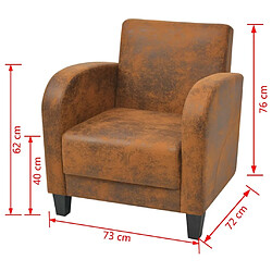 Helloshop26 Fauteuil chaise siège lounge design club sofa salon marron 73 x 72 x 76 cm 1102086/3 pas cher