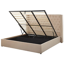 Beliani Lit double en velours beige avec rangement 180 x 200 cm LUBBON