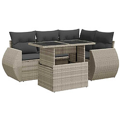 vidaXL Salon de jardin 6 pcs avec coussins gris clair résine tressée