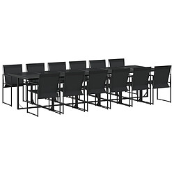 vidaXL Ensemble à manger de jardin 13 pcs noir textilène