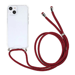 Coque en TPU + acrylique anti-chute, avec longe réglable rouge jujubier pour votre Apple iPhone 13 mini 5.4 pouces