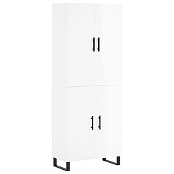 vidaXL Buffet haut Blanc brillant 69,5x34x180 cm Bois d'ingénierie