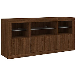 Maison Chic Commode Buffet - Meuble de rangement avec lumières LED chêne marron 142,5x37x67 cm -GKD76400 pas cher