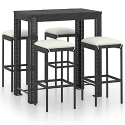 Maison Chic Ensemble de bar de jardin 5 pcs et coussins,Table + chaises + coussins de jardin Résine tressée Noir -GKD187147