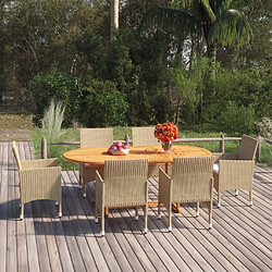 Salle à manger de jardin 7 pcs,Table et chaise à dîner Résine tressée Beige -MN40979