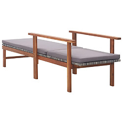 Acheter vidaXL Chaise longue et coussin Résine tressée et bois d'acacia Gris