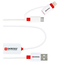 Cable 2 en 1 skross buzz usb c certifié appel de chargement et synchronisation avec alarme intégrée