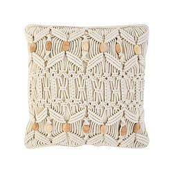 Beliani Coussin NICAEA Coton 45 x 45 cm Unicolore Macramé Beige