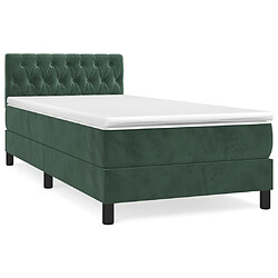 Maison Chic Lit adulte- Lit + matelas,Sommier à lattes de lit avec matelas Vert foncé 90x190 cm -GKD16105