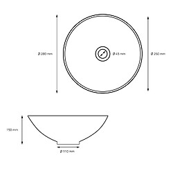 Acheter ML DESIGN MODERN LIVING Lavabo en céramique noir mat vasque à poser ronde pour salle de bain Ø280x150 mm