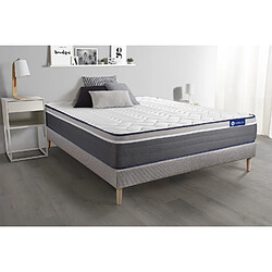 ACTISOM Ensemble matelas ACTILATEX PLUS 140x190 Latex+Mémoire de forme Maxi épaisseur 7zones de confort + sommier KIT gris