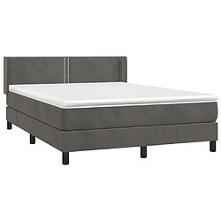 Avis Maison Chic Lit Adulte - Lit simple Lit à sommier tapissier et matelas moelleux - Meuble de Chambre - Gris foncé 140x190cm Velours -MN59077