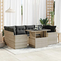 vidaXL Salon de jardin avec coussins 7 pcs gris clair résine tressée