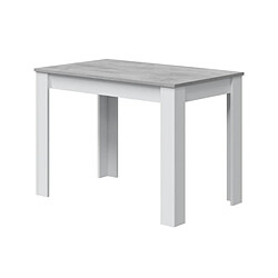 Dansmamaison Table de repas 109 cm Blanc/Béton ciré clair - OXNARD