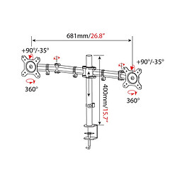 Acheter Hjh Office Fixation pour écran VM-MF2 2- bras 13 - 27 pouce noir