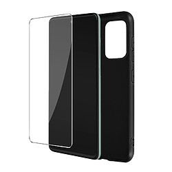 Avizar Coque Samsung Galaxy A52 et A52s Souple Noir et Verre Trempé 9H Transparent