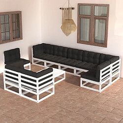 Maison Chic Salon de jardin 10 pcs + coussins - Mobilier/Meubles de jardin - Table et chaises d'extérieur Bois de pin massif -MN44228