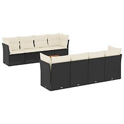 Maison Chic Ensemble Tables et chaises d'extérieur 9 pcs avec coussins,Salon de jardin noir résine tressée -GKD634359