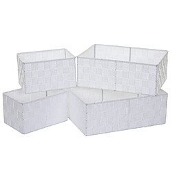 Mendler Set de 4 paniers de rangement HWC-C37 ~ blanc