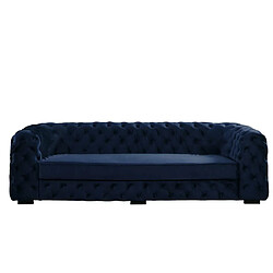 Vente-Unique Canapé 3 places chesterfield STANLEY - Velours bleu nuit pas cher