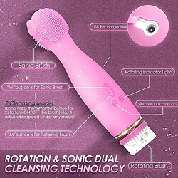 Chrono Brosse Nettoyante Visage, 5 en 1 Rechargeable Rotation à 360 ° et Soin du Silicone Électrique Etanche Brosse Visage, Brosse Exfoliante pour un Nettoyage en Profondeur Exfoliation Douce,Rose pas cher