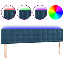 vidaXL Tête de lit à LED Bleu foncé 180x5x78/88 cm Velours