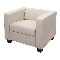 Acheter Mendler Fauteuil lounge chair Lille ~ Cuir, crème