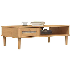 Avis Maison Chic Table basse,Table Console Table d'appoint, Table pour salon SENJA aspect rotin marron 100x55x33 cm bois massif -MN87904